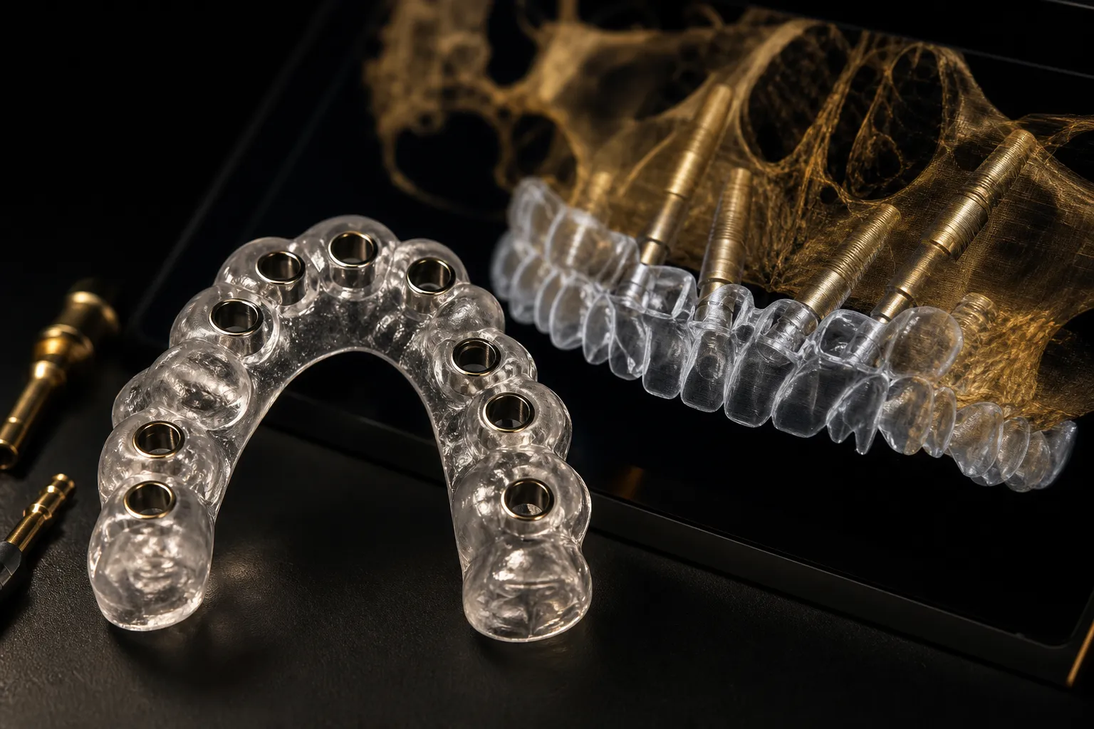 Detalle atmosférico de tecnología de diagnóstico 3D dental